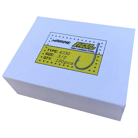 Anzol Marine Sports Super Strong 4330 Tamanho Numero 3/0 Caixa Com 100 Unidades