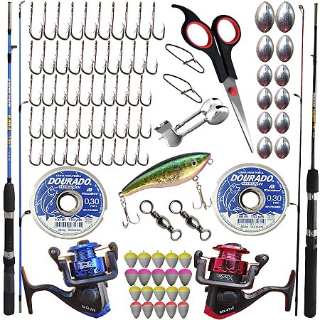 kit de pesca completo com iscas artificiais 99 peças - Docarmo Pesca