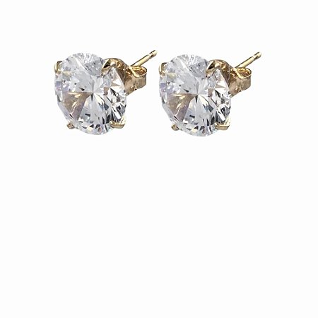 Brinco Folheado 18k Solitario em Zirconia G
