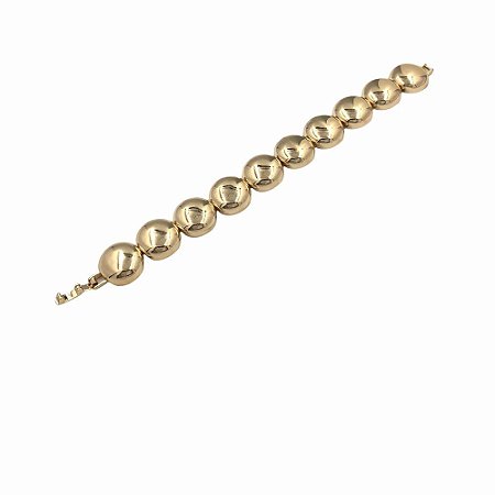 Bracelete Folheado 18k Bolas Lisas Achatadas