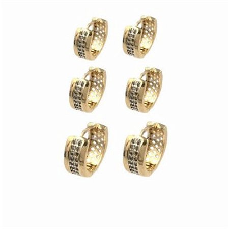 Brinco Folheado 18k Trio com Faixa em Zirconia PMG
