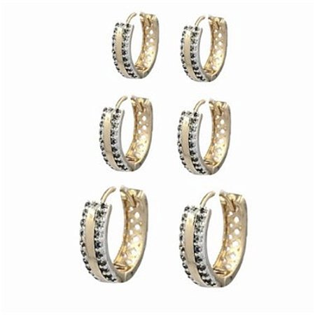 Brinco Folheado 18k Trio com Faixas em Zirconia G