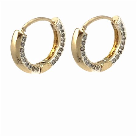 Brinco Folheado 18k com Zirconia Lateral