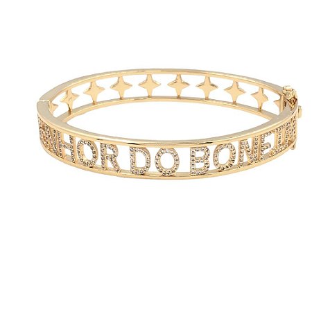 Bracelete Folheado 18k Senhor do Bonfim em Zirconia