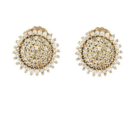 Brinco Folheado 18k Circulo em Zirconia