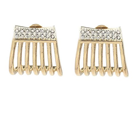 Brinco Folheado 18k Tiras Lisas com Zirconia