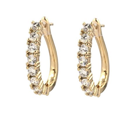 Brinco Folheado 18k Oval com Zirconia Frontal