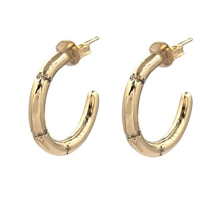 Brinco Folheado 18K Argola com Detalhes em Zirconia