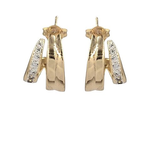Brinco Folheado 18k Faixas Lisas e em Zirconia