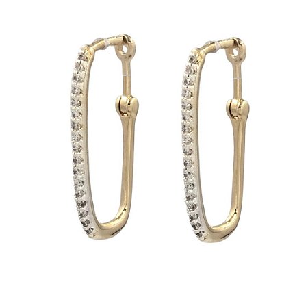 Brinco Folheado 18k Oval com Zirconia Frontal