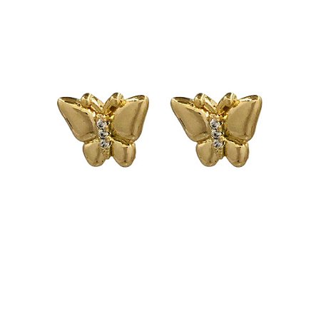 Brinco Folheado 18k Borboleta Lisa c/ Zirconia G