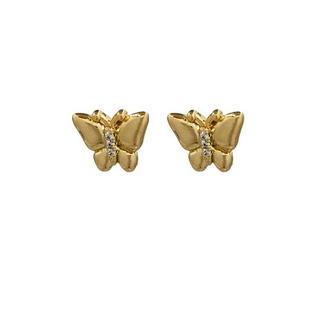 Brinco Folheado 18k Borboleta Lisa c/ Zirconia M