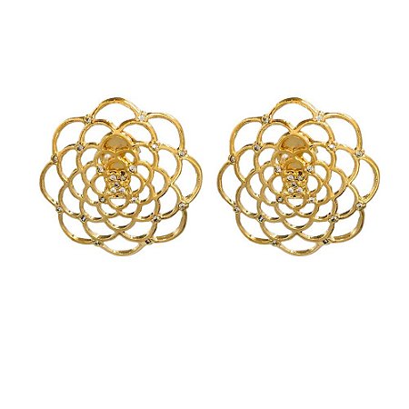 Brinco Folheado 18K Mandala Flor