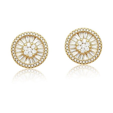 BRINCO FOLHEADO 18K PIZZA REDONDO