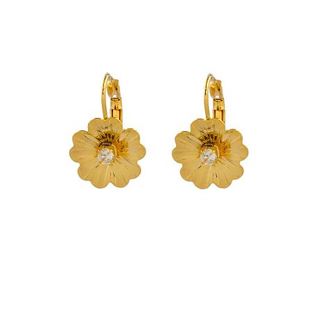 Brinco Folheado 18K Gancho c/ Flor P
