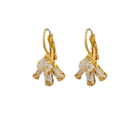 Brinco Folheado 18K Gancho  com Zirconia