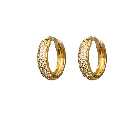Brinco Folheado Aro com Zirconia Frontal