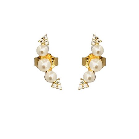 Brinco Folheado 18k  c/ perolas e Zirconia