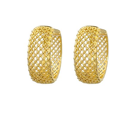 BRINCO FOLHEADO 18K  ARO TRABALHADO VAZADO G