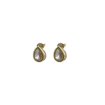 Brinco Folheado 18k gota zirconia