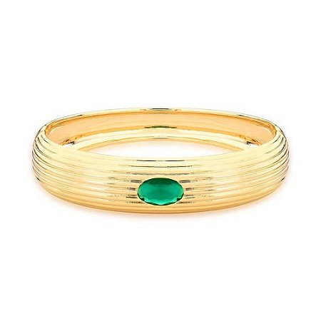 BRACELETE COM CRISTAL OVAL TEXTURIZADO LISO