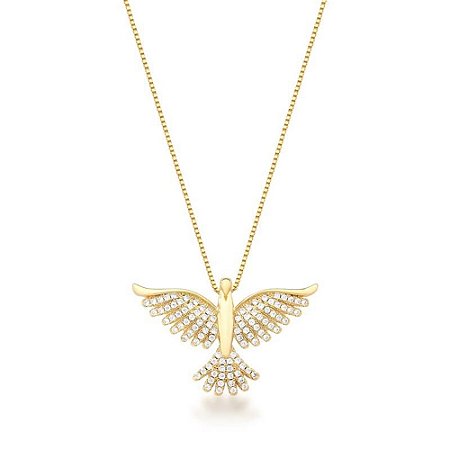 COLAR COM PINGENTE DE ESPÍRITO SANTO BANHADO A OURO