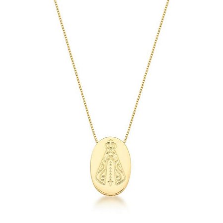 CORRENTE COLAR COM PINGENTE NOSSA SENHORA APARECIDA BANHADO A OURO