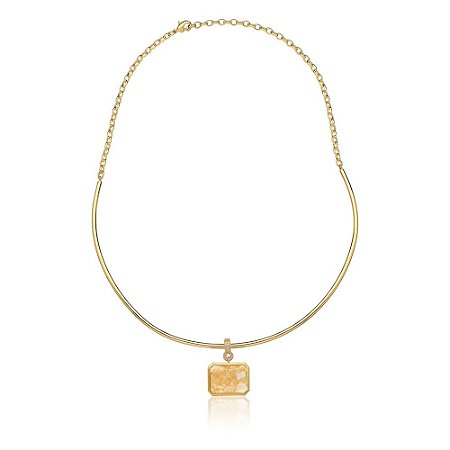 ARO ZIRCONIA + PEDRA RUTILO
RETANGULAR LATERAL VAZADO PENDULO