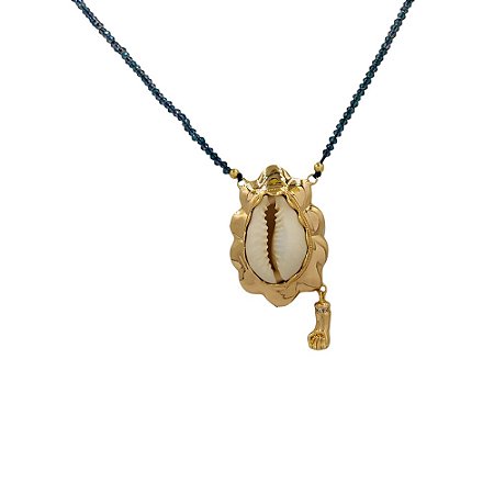 COLAR FOLHEADO 18K PEDRA CRISTAL BULG  BUZIO PENDULO MAO FURTACOR