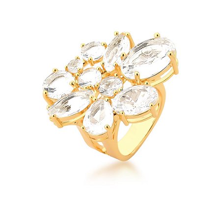 ANEL FOLHEADO 18K GOTA/OVAL/REDONDO/NAVETE