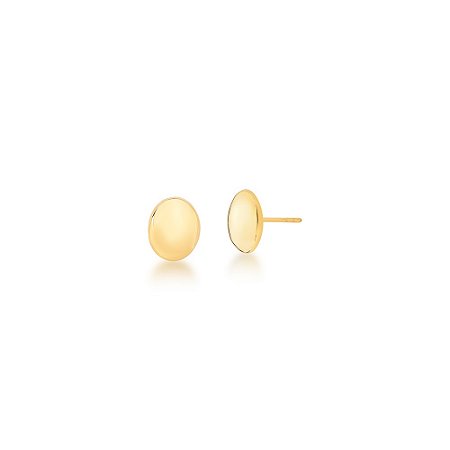BRINCO FOLHEADO 18K BOTAO LISO OVAL