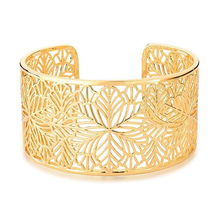 BRACELETE FOLHEADO 18K VAZADO CONTORNO FLOR