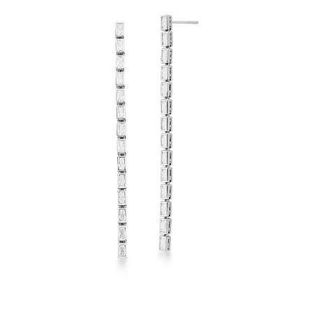 Brinco em Rodio 14 Pedras Branca e Pendulo