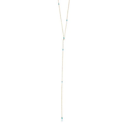 Colar Folheado 18K 2 voltas Gota Turquesa
