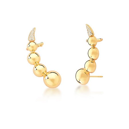 BRINCO BAN. DOURADO CRAV. ZIRC BRANCA DENTE DE SABRE EAR CUFF 4 BOL
