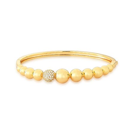 BRACELETE BAN. DOURADO CRAV. ZIRC  BRANCA FRENTE BOLA