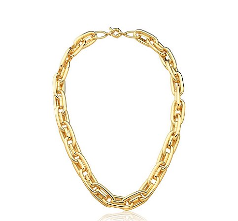 CORRENTE BAN. DOURADO LISO ELO INTERCALADO DUPLO FECHO BOIA 45CM