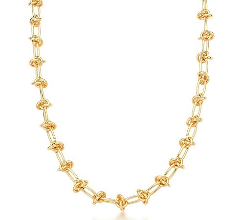 CORRENTE BAN. DOURADO LISO ELO INTERCALADO NOZINHO 6X12MM 45CM
