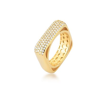 ANEL PEQUENO ZIRCONIA FRENTE QUADRADO 5 LINHA INTERNO TRABALHADO