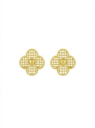 BRINCO FOLHEADO 18K FLOR VAZADA