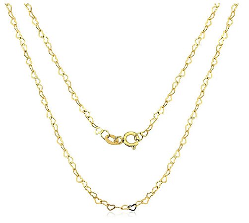 Corrente de Ouro Coracoes Vazados 45cm Ref-9.7