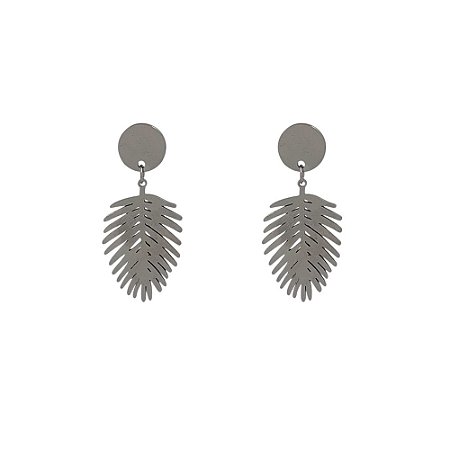 Brinco em Aço  Circulo com Folha