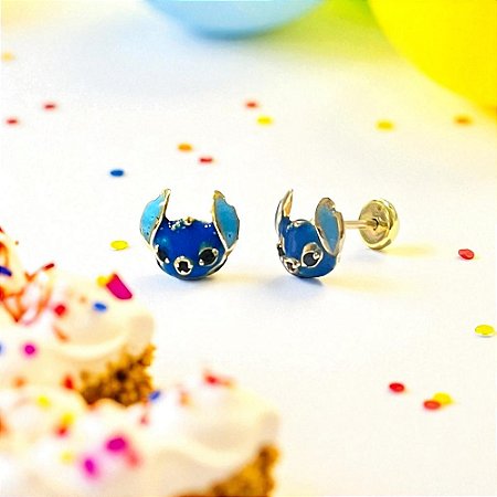 Brinco Folheado 18k Stitch - Esmaltado