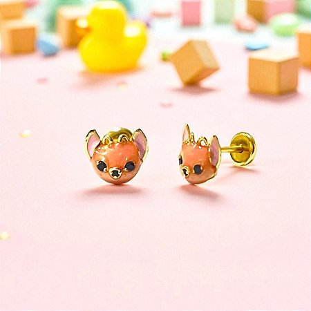 Brinco Folheado 18k Angel linha Stitch - Esmaltado