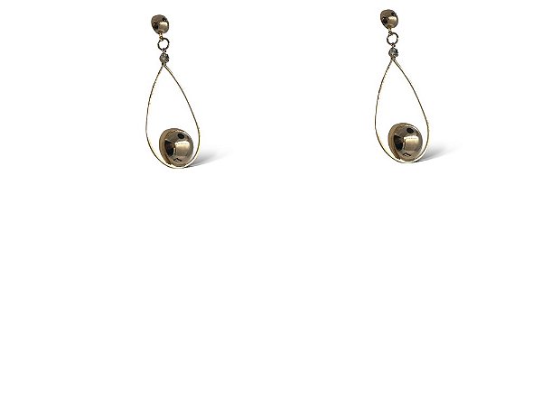 Brinco Folheado 18k Gota Vazada com Meia Bola Lisa