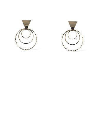 Brinco Folheado 18k Triangulo Invertido com Circulos Vazados