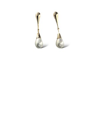 Brinco Folheado 18k Gota Invertida com Perola em Gota