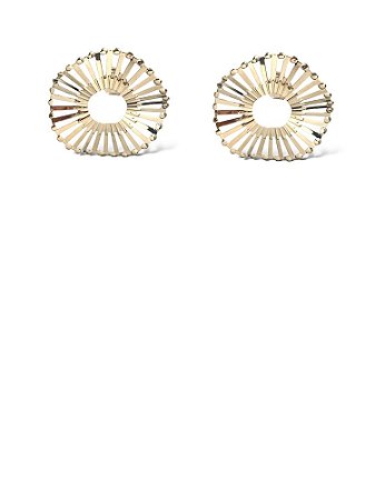 Brinco Folheado 18k Circulo Vazado Trabalhado