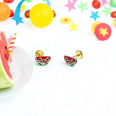 Brinco Folheado 18k Melancia