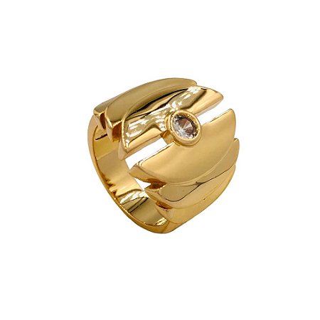 ANEL BAN. DOURADO PEDRA BRANCA